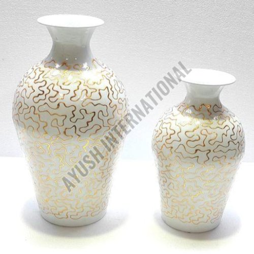 White Printed Decorative Iron Flower Vase