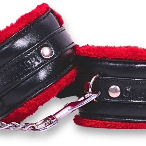 Black and Red Leather BDSM Handcuff
