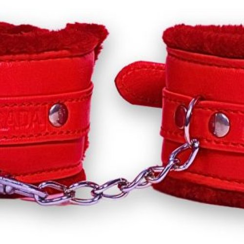 Synthetic Red Leather Bdsm Handcuff Toys