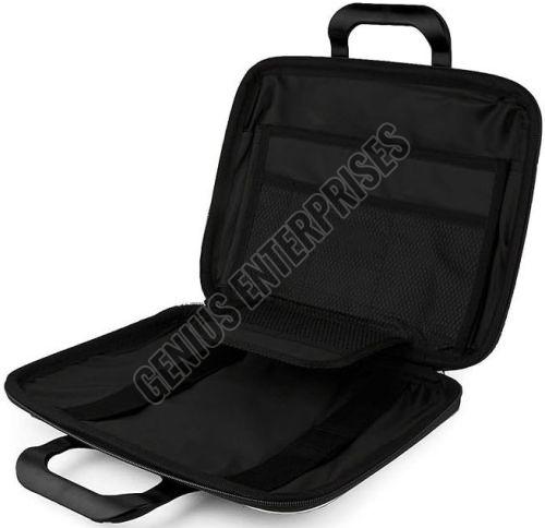 Black Plain PU Leather Laptop Bag