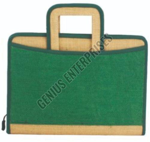 Designer Green Handle Jute File Folder
