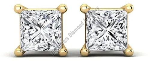 Ladies Princess Cut Stud Earrings