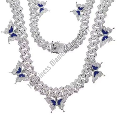 Butterfly Sterling Silver Full Iced Out Chain