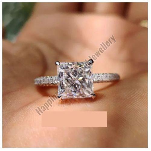 Three Row Pave Engagement Ring