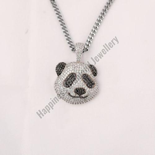 White Gold panda Full Iced Out Pendant