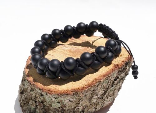 Black Glass Beads Bracelet