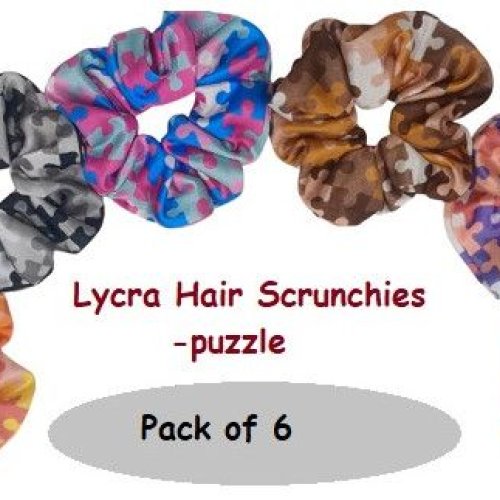 Lycra Hair Scrunchies for Girls and Women -Puzzle Design