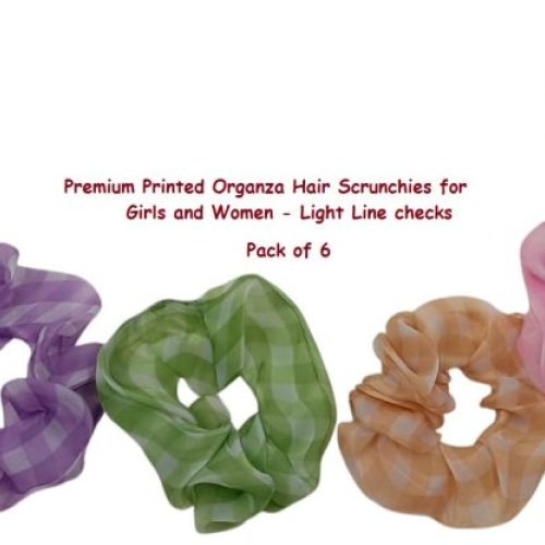Premium Printed Organza Hair Scrunchies for Girls and Women - line checks