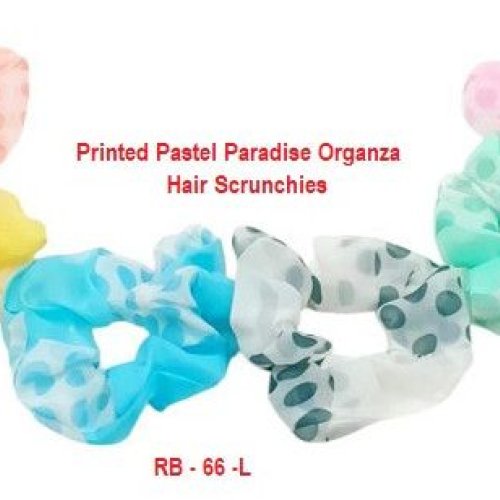 Printed Pastel Paradise Organza Scrunchies