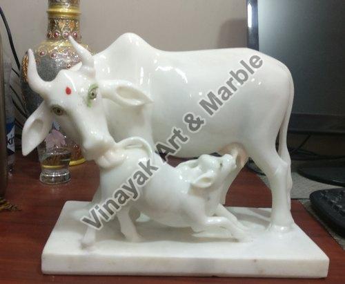 Marble Cow and Calf Statue