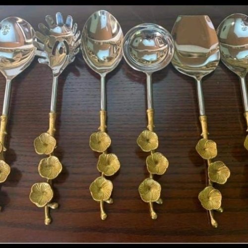 Golden Elegance Stainless Steel Spoon Set – Luxury Dining Collection