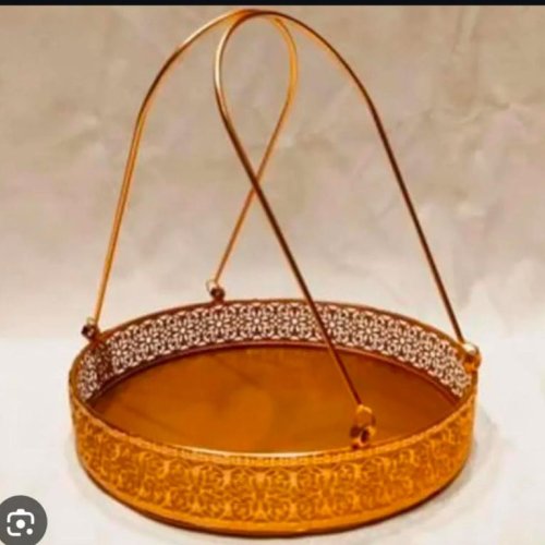 Round Gold Plated Fruit Basket – Elegant Table Décor &AMP; Storage Solution
