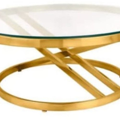 Round Golden Stone Coffee Table – Luxury Modern Living Room Furniture