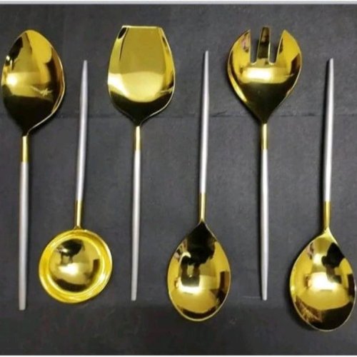 Shiny Gold Plated SS Spoon Set – Elegant &AMP; Durable Dining Cutlery