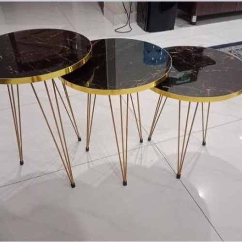 Luxury SS Black Marble Center Table – Modern Stainless Steel Coffee Table for Elegant Living Spaces