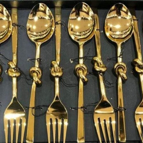 Stainless Steel Gold Plated Spoons Set – Premium Luxury Dining Cutlery