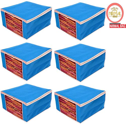 6 Pcs Combo Blue Plain Storage Bag