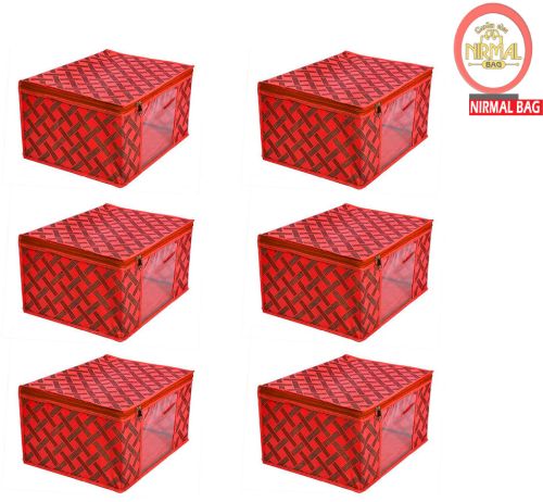 6 Pcs Combo Red Printed Storage Bag