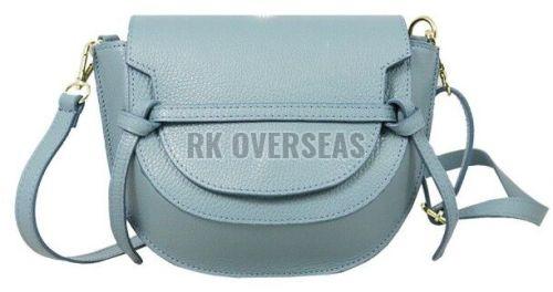 Ladies Grey Leather Side Bag