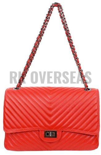 Ladies Red Designer Leather Side Bag
