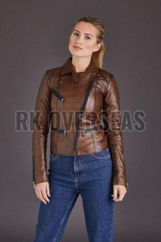 Ladies Brown Leather Jacket