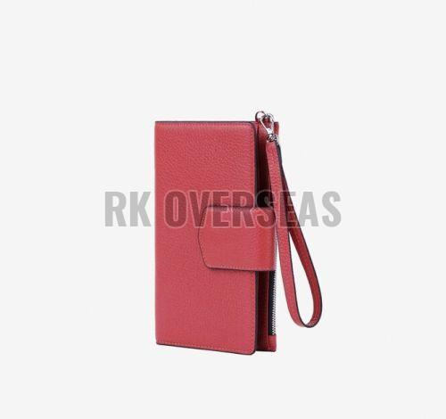 Ladies Pink Long Buckle Leather Wallet