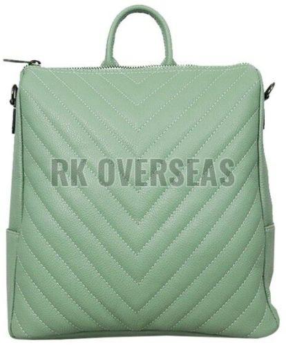 Ladies Sea Green Leather Backpack Bag