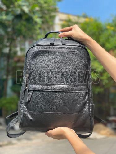 Plain Black Leather Backpack Bag