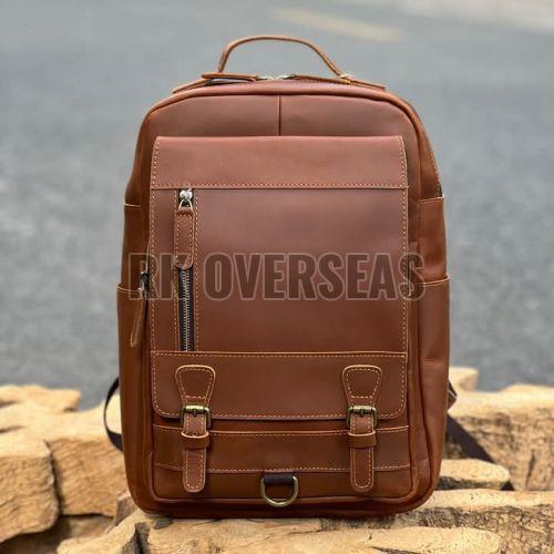 Fancy Brown Leather Backpack Bag