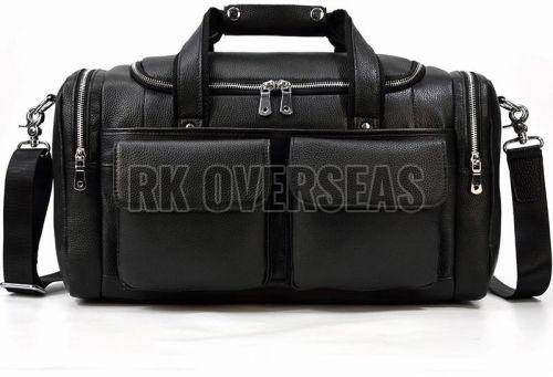 Leather Black Travel Duffle Bag