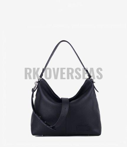 Ladies Black Leather Hobo Handbag