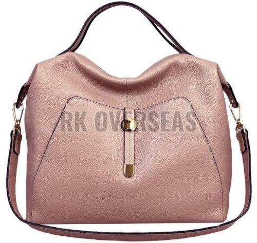 Ladies Stylish Peach Leather Handbag