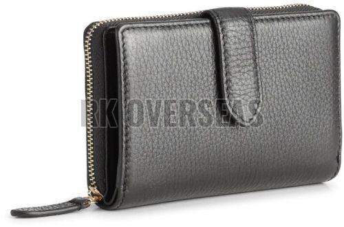 Ladies Black Long Buckle Leather Wallet