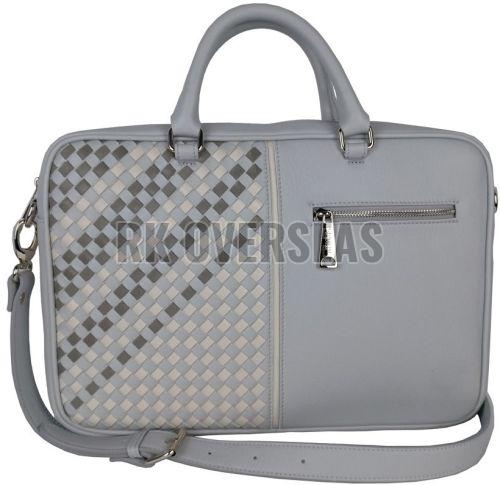 Grey Leather Laptop Bag