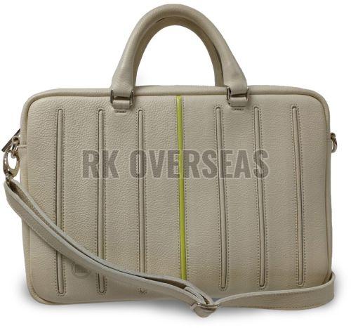 Light Beige Leather Laptop Bag