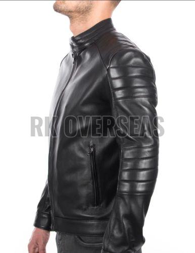Mens Leather Full Sleeve Black Jacket