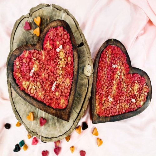 Red Big Size Wooden Heart Shape Candle