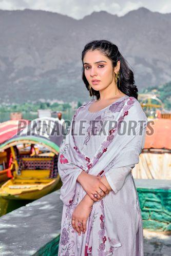 Ladies Floral Printed Lavender Cotton Pant Suit Set