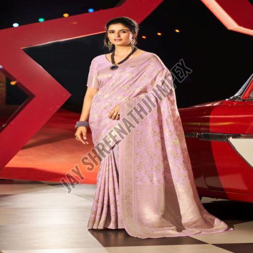 Ladies Lavender Printed Silk Saree