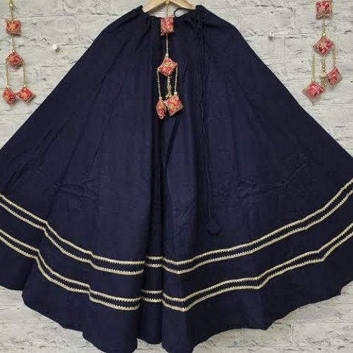 Ladies Blue Cotton Plain Skirt