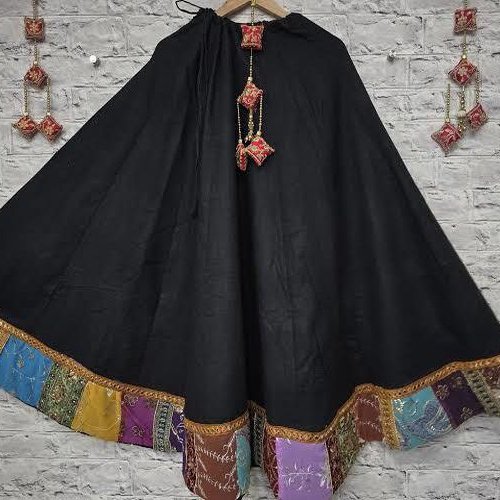 Ladies Stylish  Black Cotton Long Skirt