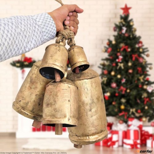 Shabby Chic Vintage Harmony Christmas Hanging Cow Bells