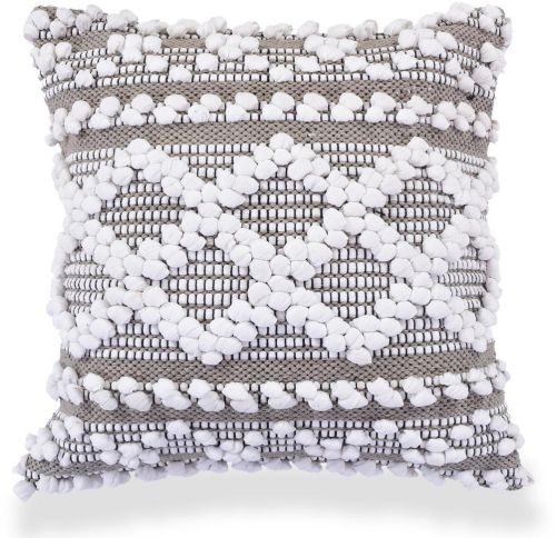 Handmade Grey and White Cotton Cushion Cover