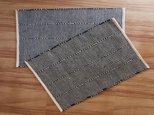Rectangular Blue and Black Cotton Door Mat