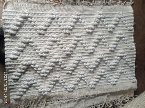 Rectangular White Cotton Crochet Floor Mat