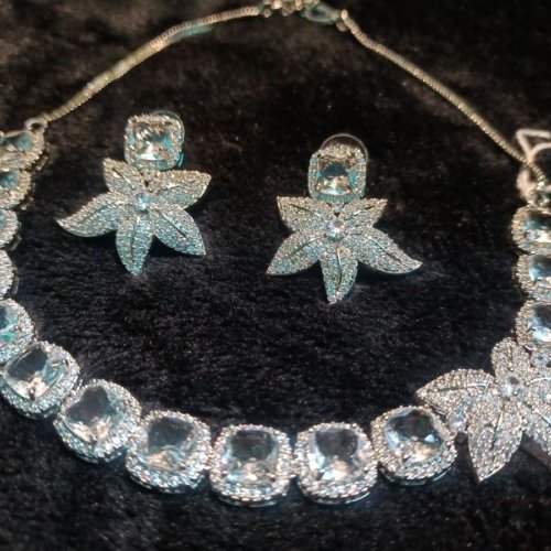 Designer White Crystal Stone Necklace Set