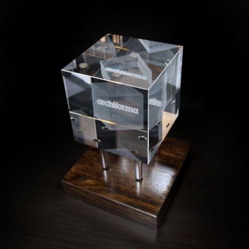 Square Crystal Hood with Wooden Base