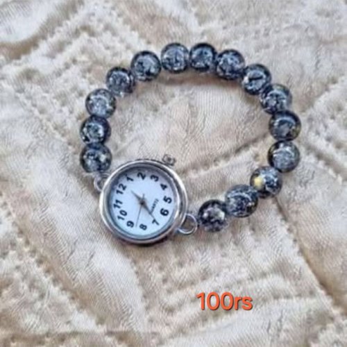 Crystal Glass Beaded Bracelet Watch