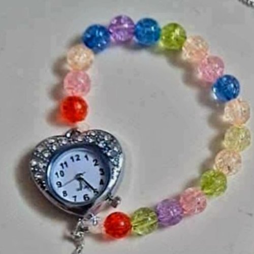 Heart Jelly Beaded Bracelet Watch