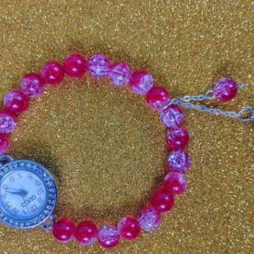 Round Jelly Beaded Bracelet Watch